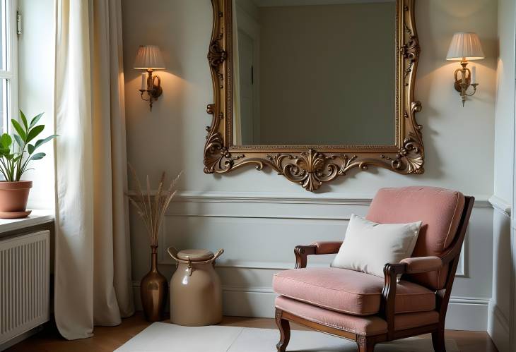 Classic Beauty Antique Mirror and Chair in a Timeless Room